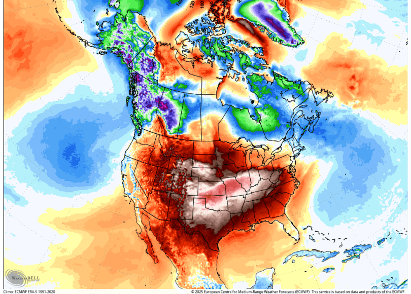 temperature anomaly map of CONUS